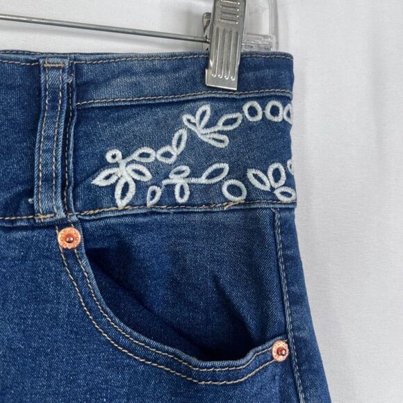 Fashion Denim Homme Maxi Jean Skirt Embroidered Waistband Aline Size Large - Picture 6 of 11